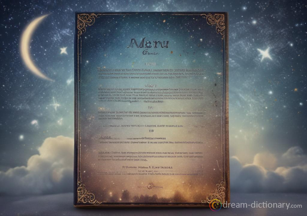 Menu dream dictionary